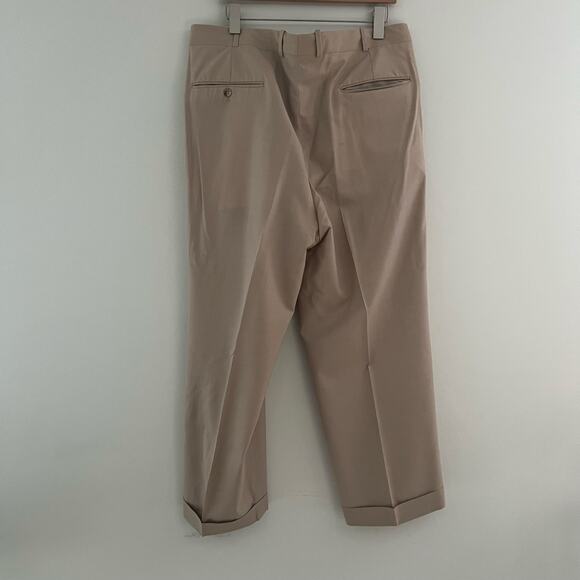 Holland & Sherry Bespoke Pleated Pants Dress Trousers Tan Size 38" JL - Picture 5 of 9
